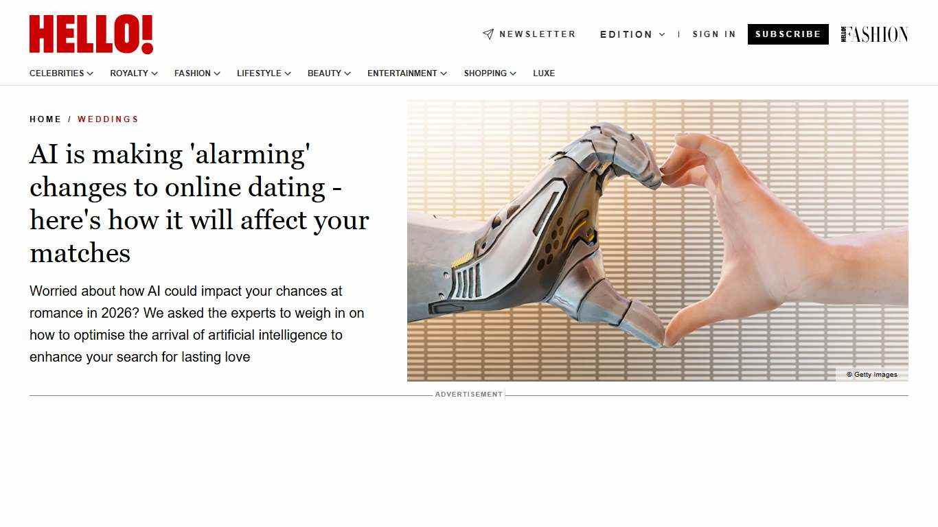 How AI will change dating in 2026 - and affect your matches | HELLO!